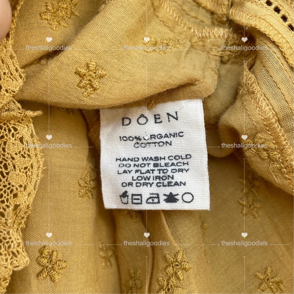 DOEN Adnet Top Yellow Floral Embroidered Lace Blouse - Picture 7 of 7